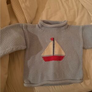 Claver Blue Sweater with Sailboat Design